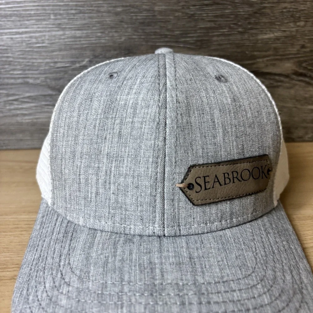 Seabrook Hat Cap Snap Back Gray White Mesh Trucker Patch Mens Legacy Casual